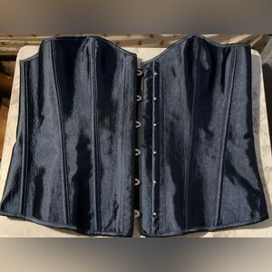 Sleek Navy Corset with Hook Closures